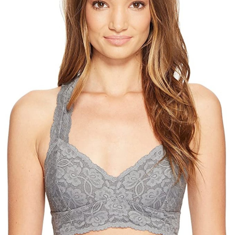 Free People Gray Galloon Lace Racerback Bralette sz Small